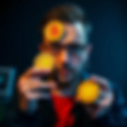 A person looks confused while holding digital currency symbols, questioning its value as real money.