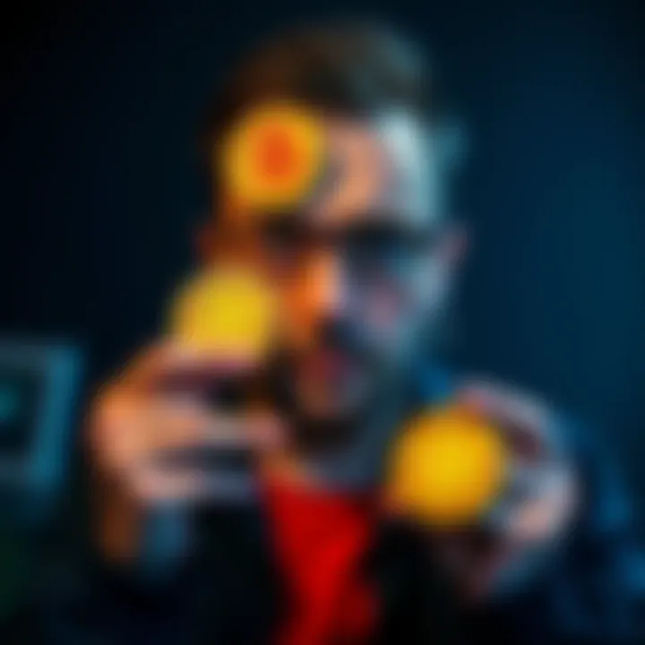 A person looks confused while holding digital currency symbols, questioning its value as real money.