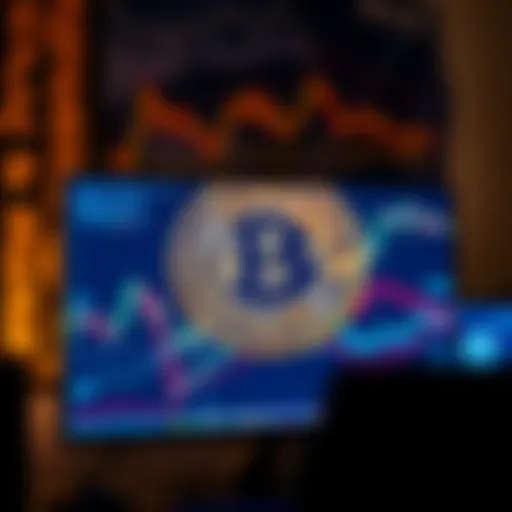 A computer screen displaying the Bitcoin symbol with graphs and data indicating stability and uptime during a financial disruption.