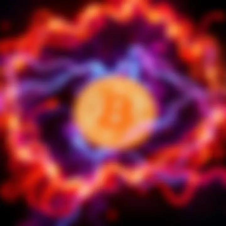 Bitcoin as Thermodynamic Money A visual representation of Bitcoin symbol with energy waves around it, symbolizing its unique properties and energy costs.