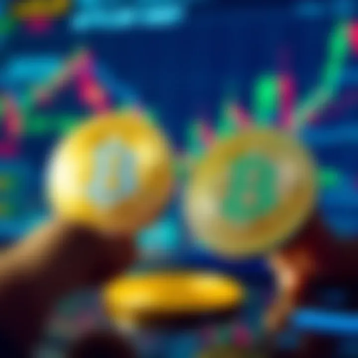 Bitcoin and USDT Exchange A digital representation of Bitcoin and USDT coins with a secure trading platform in the background
