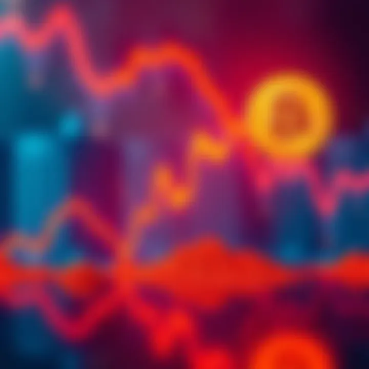 Bitcoin Value Decline A downward trend graph illustrating the decline in Bitcoin's value, with a Bitcoin logo in the corner
