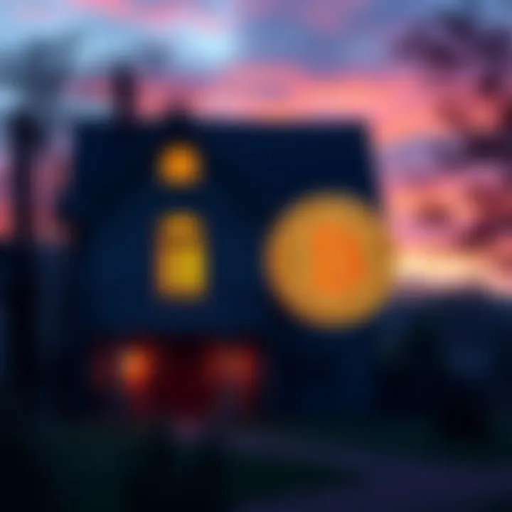 A visual showing Bitcoin's value equal to the price of a typical American home, with a house and a Bitcoin symbol side by side.