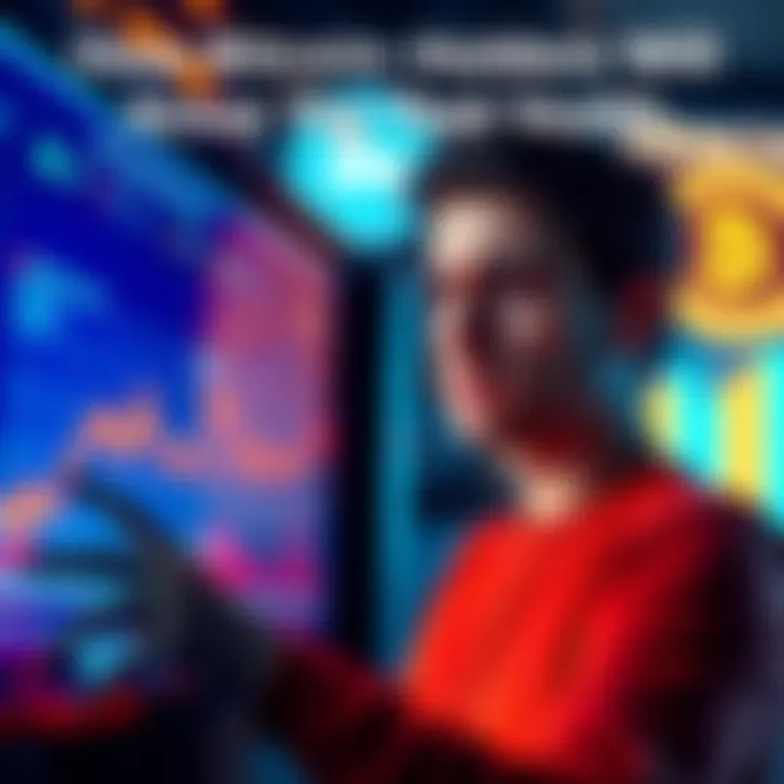 A person analyzing bitcoin value on a digital screen while looking concerned about the dollar's stability.