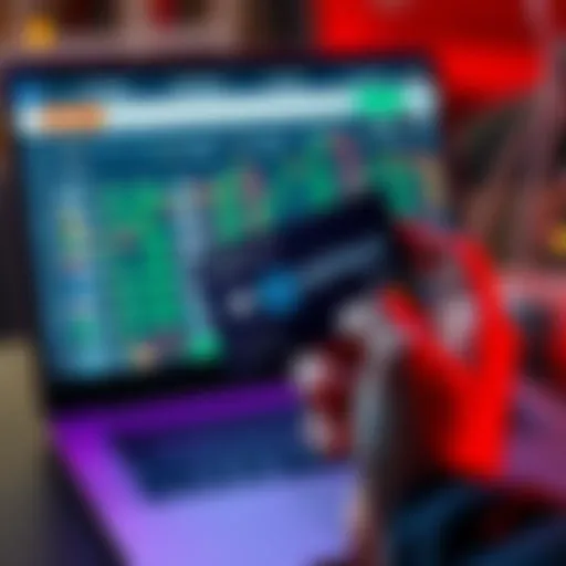 A person holding a BitMart Card in front of a laptop showing trading options.