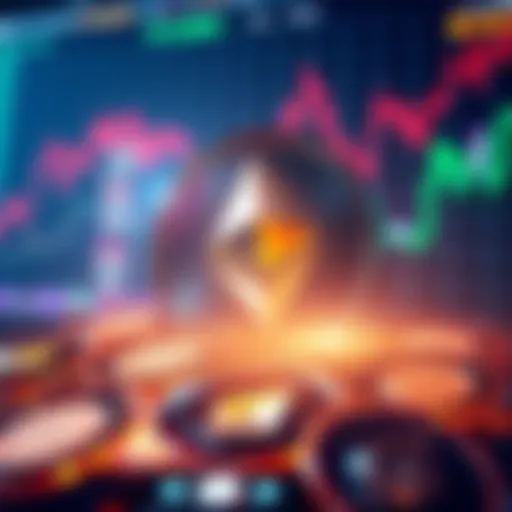 BitMine secures $1.5 billion in Ethereum with a background of rising cryptocurrency values and charts showing bullish trends.