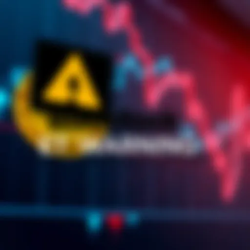 BlackRock logo with a background showing a downward trend line and Bitcoin symbol, indicating market risk