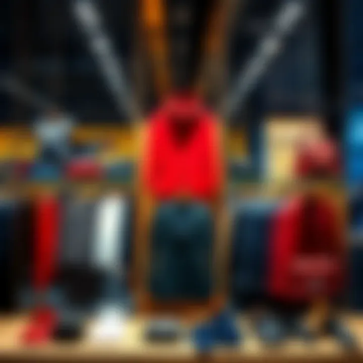 A high-end fashion display featuring designer clothing items, symbolizing luxury spending.