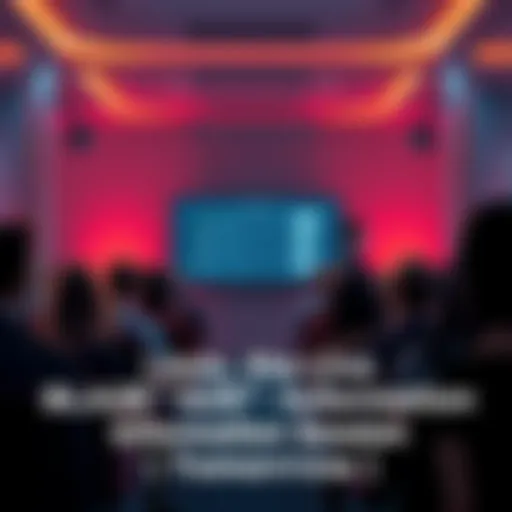 Group of people attending a live information session about BLAZE, with a digital screen showing updates
