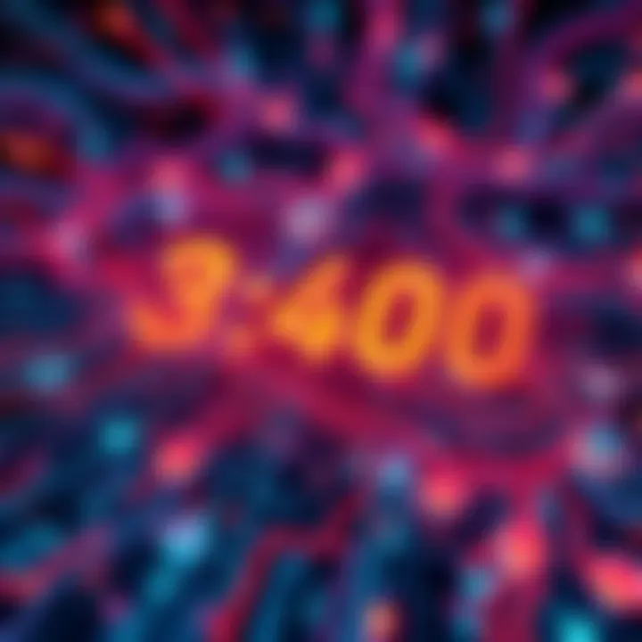 Blockchain Transactions A digital representation of blockchain technology showcasing 3,400 transactions per second, symbolizing speed and efficiency in various industries.