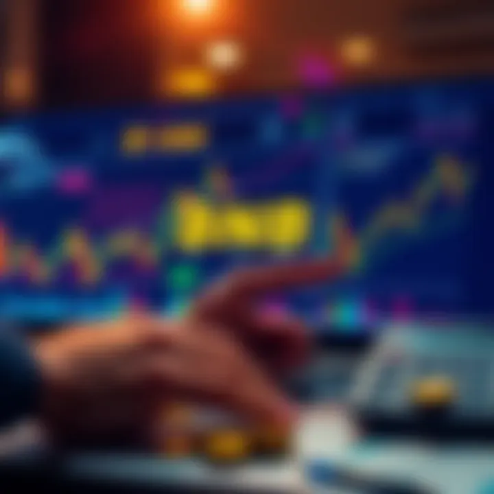 BNB Holding and Borrowing A person analyzing financial charts related to BNB, with coins and a calculator nearby to represent asset management.