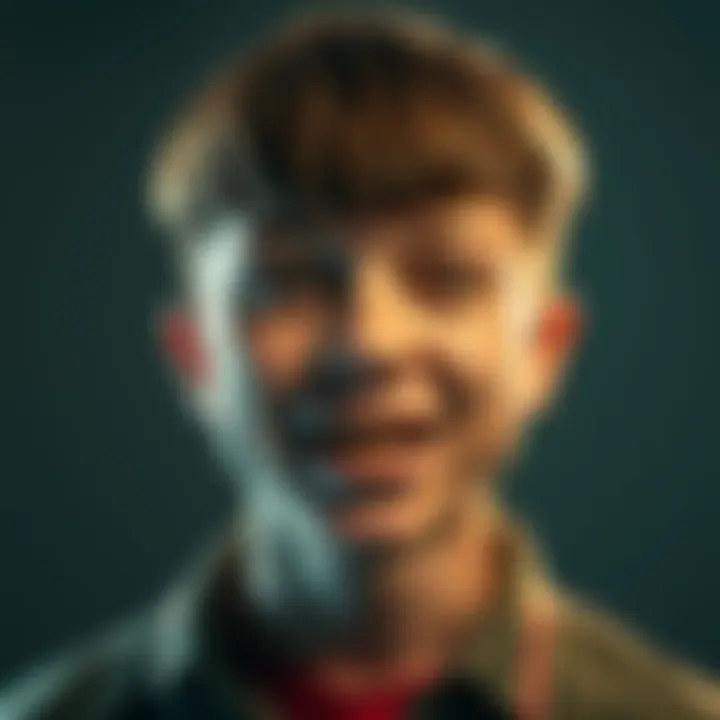 A person sporting a humorous bowl cut hairstyle and unconventional turkey teeth, showcasing a playful take on personal style.