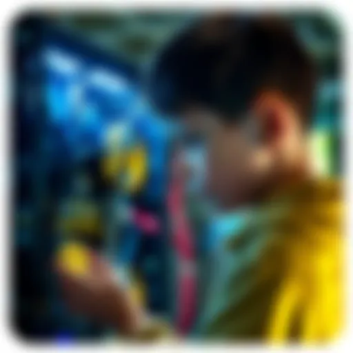 A 13-year-old boy from Norway looking at a Bitcoin mining rig, contemplating the investment decision.