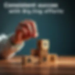 Building Success with Small Efforts A person placing small blocks on top of each other, symbolizing gradual progress and success through consistent effort.