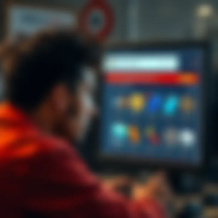 A person looking at a computer screen displaying hardware wallets for sale online, with a worried expression, symbolizing the challenges in purchasing them in Tunisia.