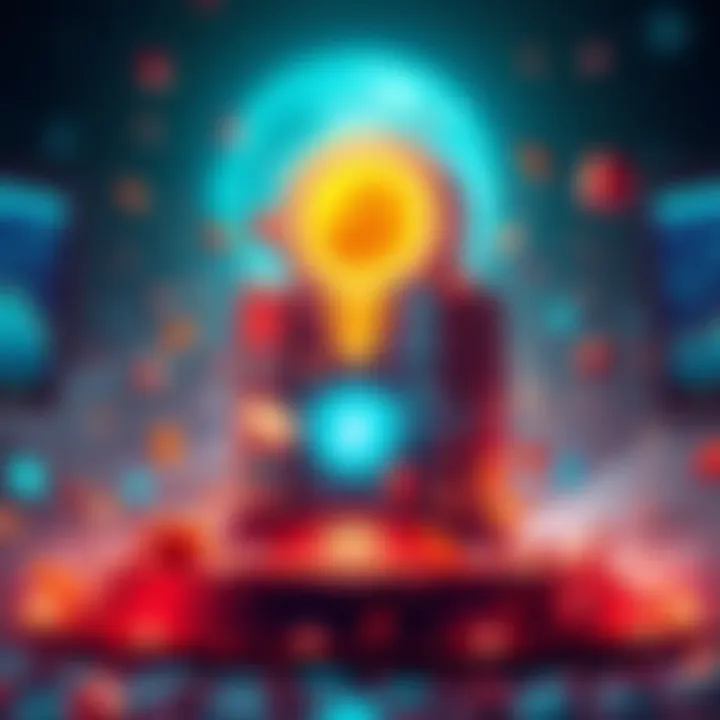 A vibrant graphic representing the rise of ICP's value with elements of technology and investment, symbolizing excitement from the Caffeine AI release.