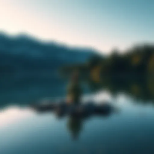 A person sitting peacefully by a lake, reflecting and enjoying nature, symbolizing patience and calmness.