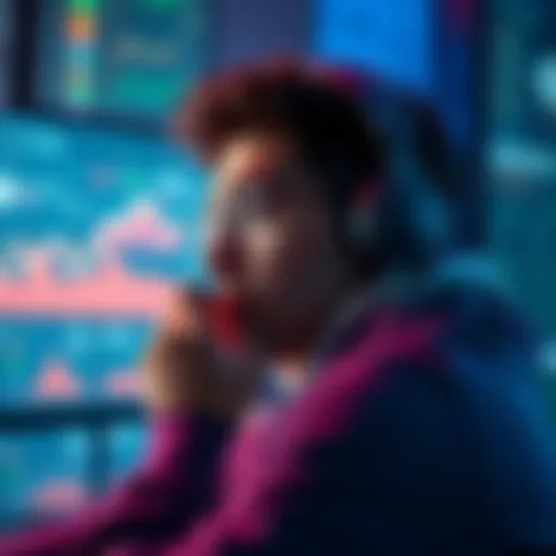 A person looking at a computer screen showing graphs and voting symbols, expressing worry about security in Cardano's voting system.