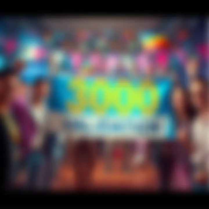 A group of people celebrating the achievement of 3000 validations with banners and smiles