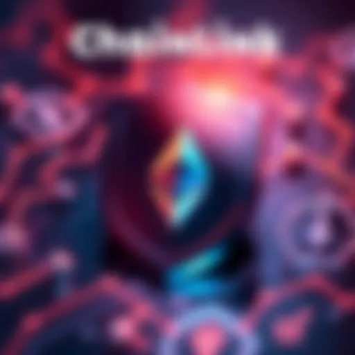 A graphic showing Chainlink's logo with Ethereum symbols and a security shield, representing its role in securing DeFi protocols.