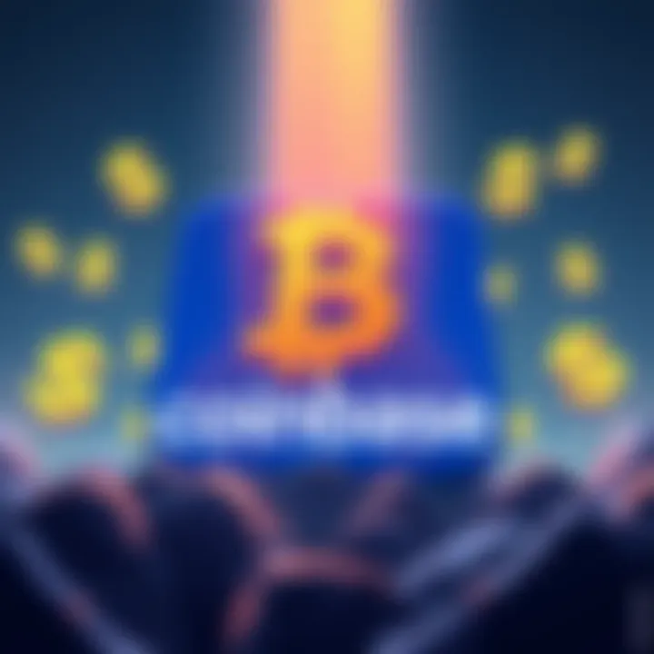 An illustration showing the Coinbase logo with BNB symbol and dollar signs in the background, representing the listing of BNB and discussion on fees.