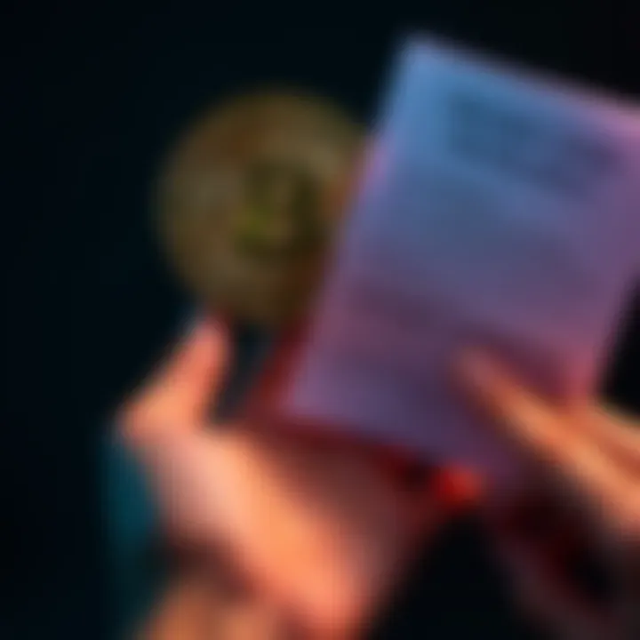 A person holding a Bitcoin coin and a payday loan agreement, symbolizing the strategy to increase cryptocurrency holdings through loans.