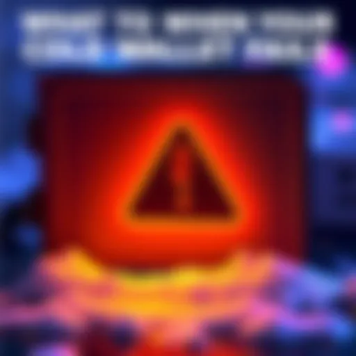 A cold wallet device displaying a warning symbol, symbolizing failure and recovery concerns