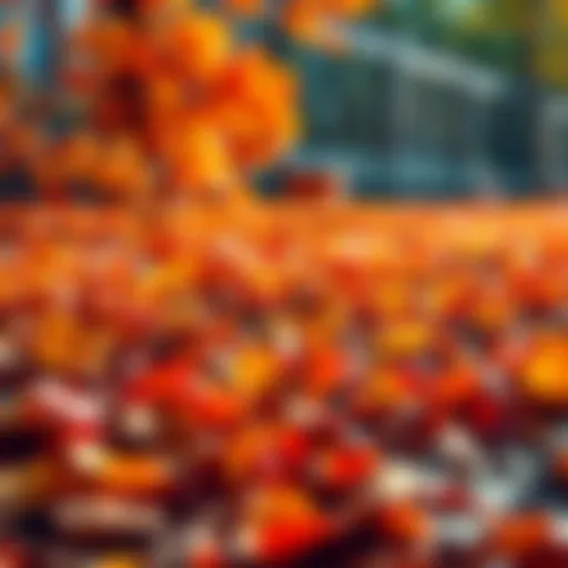 A vibrant display of colorful autumn leaves covering the ground, symbolizing the change of season in October.