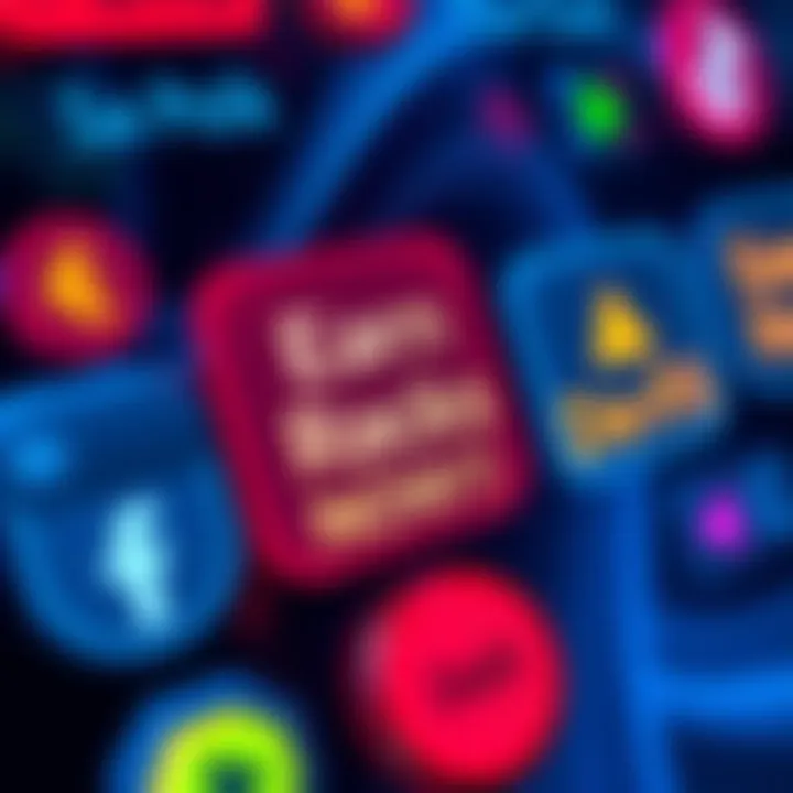Vibrant buttons with text like 'Earn Racks Now!!!' on a digital screen, appealing to younger users