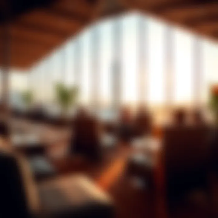 A cozy seating area with various chairs and a sunny view, showing people enjoying their time.