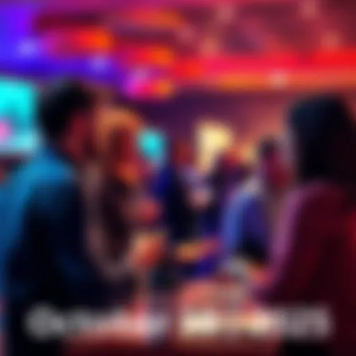 People engaging in discussions at a forum, sharing ideas and opinions