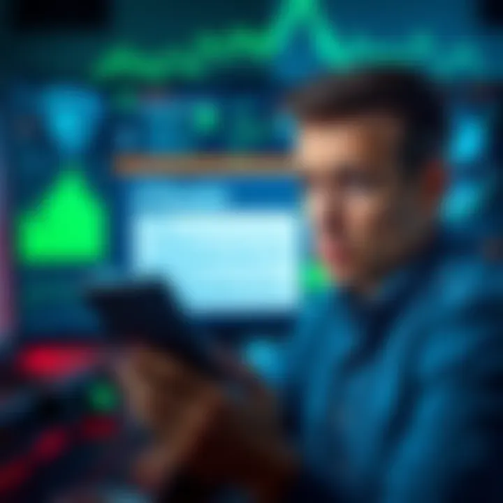 A person looking puzzled while reading an email regarding a deposit issue with their Kraken account, showing a computer screen with cryptocurrency graphics in the background