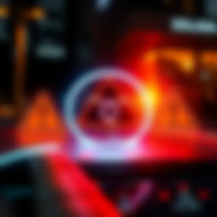 A graphic showing Solana's logo with warning signs, symbolizing outages and memecoin concerns among people in the crypto community.