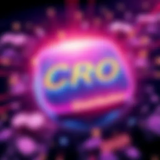 Graphic showing the distribution of CRO coins, symbolizing global banking services and user engagement rewards in 2025.