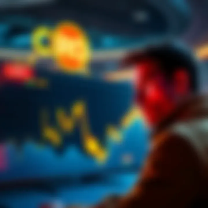 A graph showing the downward trend of the CRO token's value, with a concerned person looking at the screen
