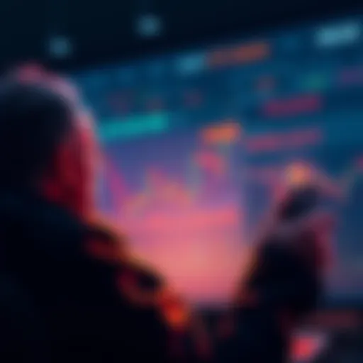 A crypto investor looking at charts and graphs, contemplating selling or holding digital assets like XRP, HBAR, and ALGO.