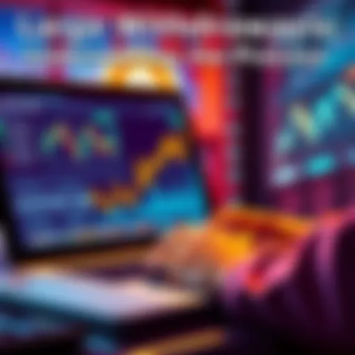 A person using a laptop to withdraw cryptocurrency with charts and graphs on the screen, showing profits and transaction details