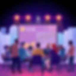 A group of people engaging in a lively discussion about cryptocurrency with charts and safety tips displayed on a digital screen.