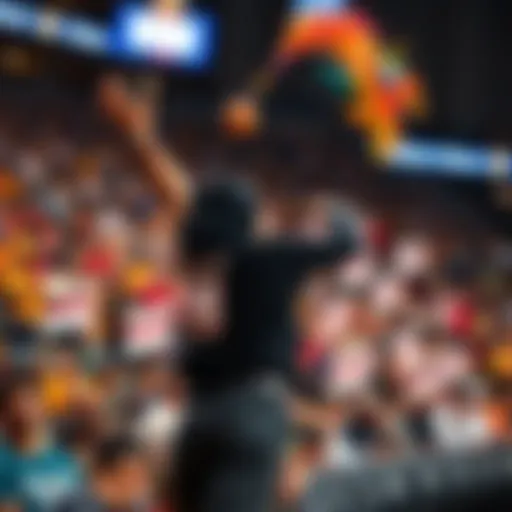 A man at a WNBA game throws a colorful object, causing a stir among attendees.