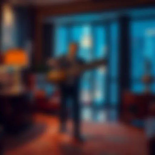A crypto investor holding a chainsaw stands in a luxurious New York City apartment, confronting a tied-up businessman in distress.