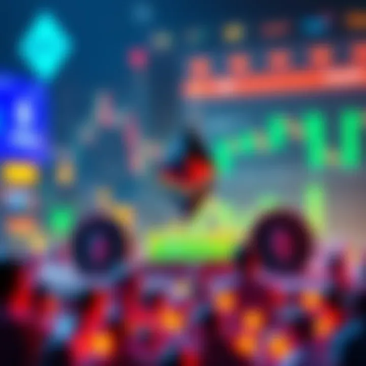 A visual representation of a proposal to add a crypto market app to an online community, featuring Ethereum symbols and community engagement elements.