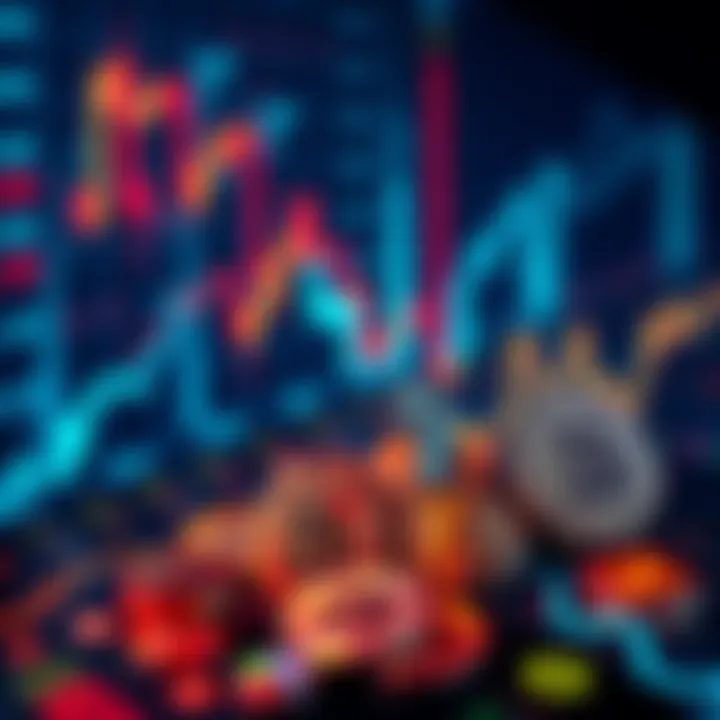 Crypto Market Downturn A digital representation showing a downward trend in cryptocurrency prices with various coins at risk.