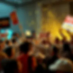 A group of people celebrating new cryptocurrency regulations with banners and signs, while discussing the implications of the changes.