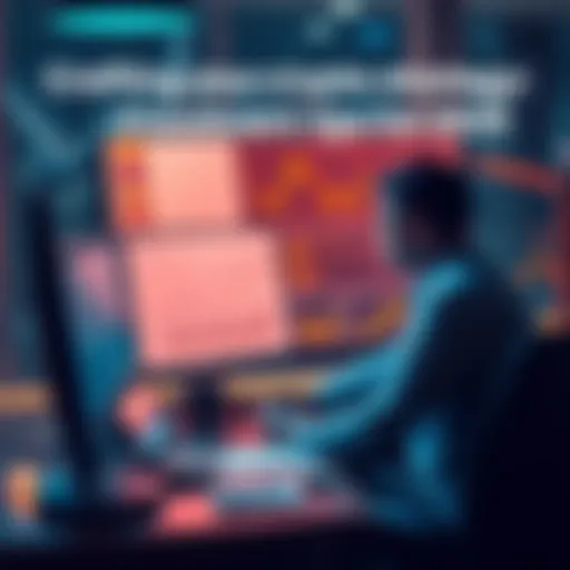 A person sitting at a desk looking at charts and graphs related to cryptocurrency investments.