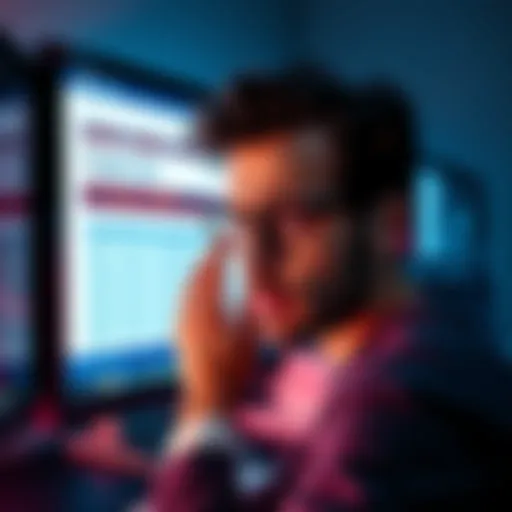 A person looking frustrated at a computer screen displaying crypto tax software errors and mismatched transaction data.