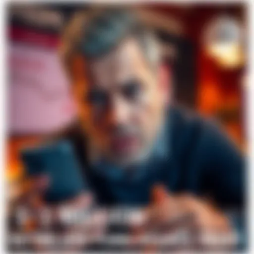 A worried man looking at his phone with a shocked expression, symbolizing the loss of his retirement fund due to crypto theft.