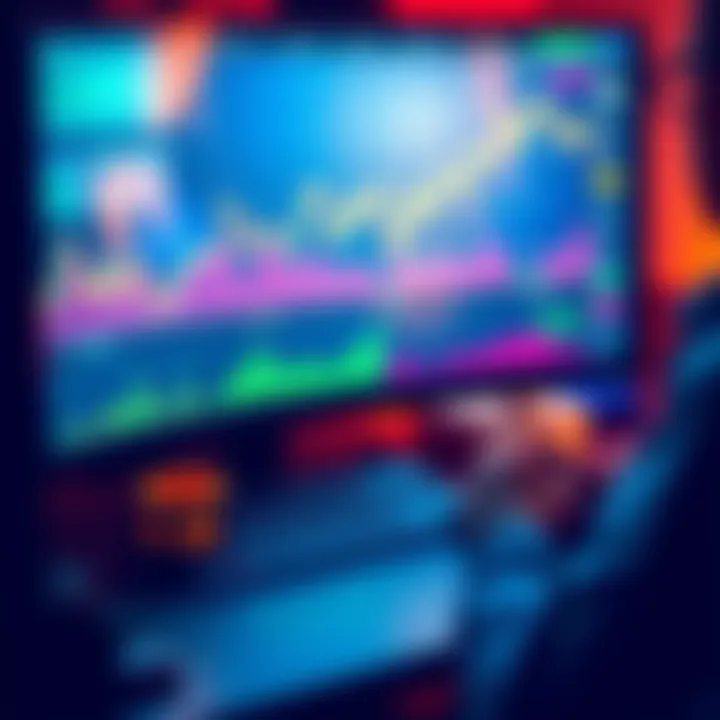 A person analyzing cryptocurrency trends on a computer, showing graphs and charts with rising profits, symbolizing strategic trading success.