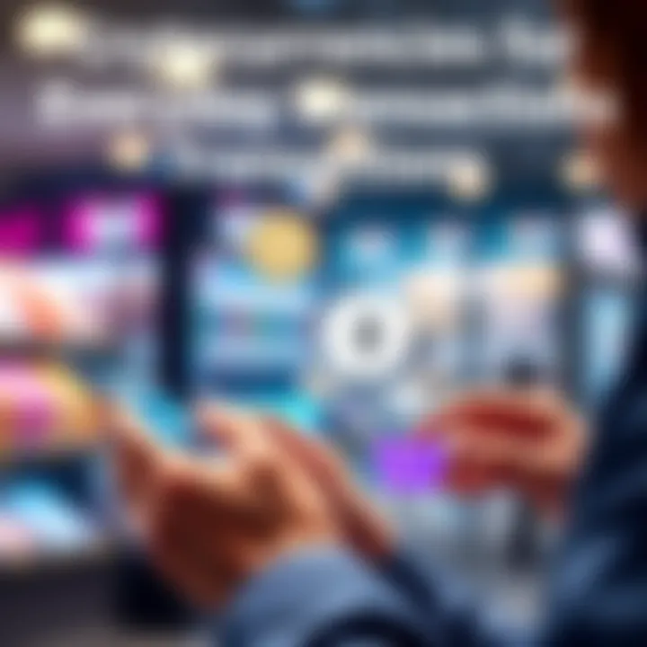 A person comparing different cryptocurrencies like USDC and ETH on a smartphone while shopping online, highlighting their features for daily use.