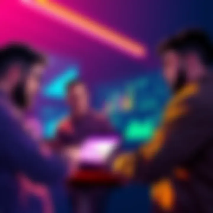 A group of people discussing crypto outcomes with charts and graphs showing results, highlighting user experience over blockchain complexity.