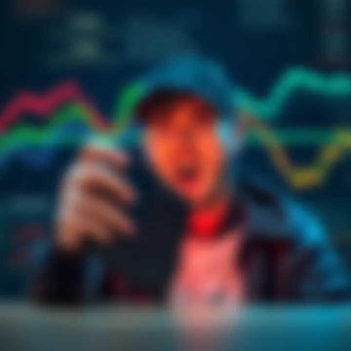 A person looks worried while holding a crypto hardware wallet, with financial symbols in the background, representing risks of company failure.